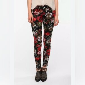 BDG Jeans Womens Ankle Mid Rise Twig Floral Stretch Denim Jeans